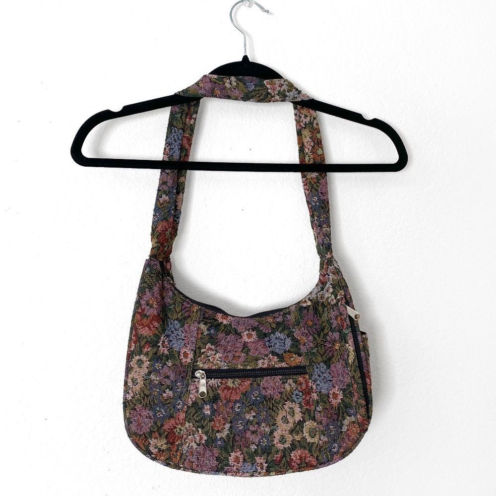 Vintage Floral Tapestry Hobo Bag